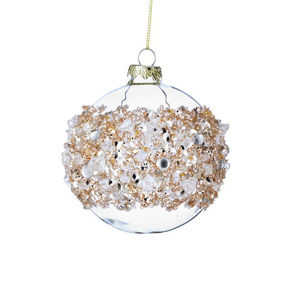 Ornement boule ou flèche en verre givré et sequins 4-6