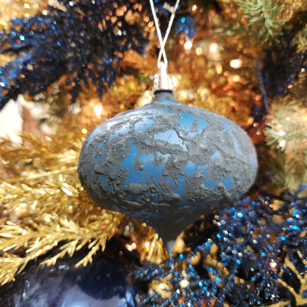 Boule oignon bleu tache brillante 4"