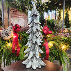 18.5" White and Grey Resin Tree