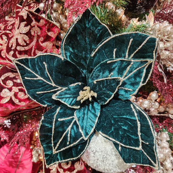 Tige de poinsettia vert émeraude 22"