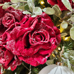 Tige de rose givrée rouge 25"