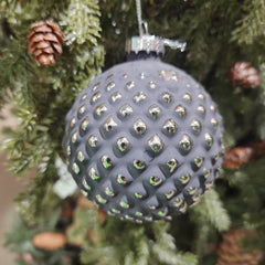 3" Grey and Silver Glass Ball