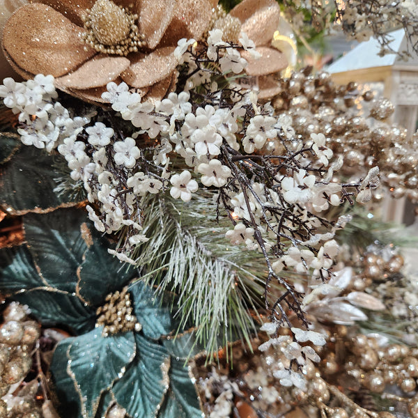 Foliage stem with mini white flowers 32