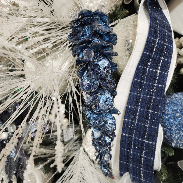Blue Jeweled Pinecone 11.5"