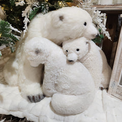 White Sitting Polar Bear Family 16"