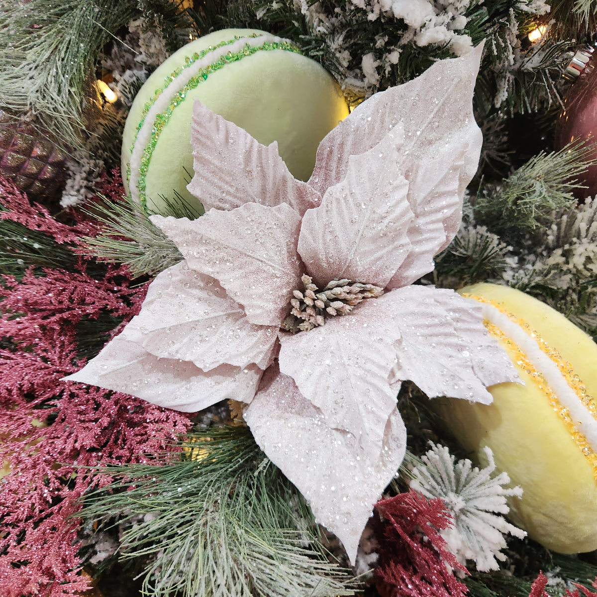 Iridescent Pink Poinsettia Stem 27" x 14"