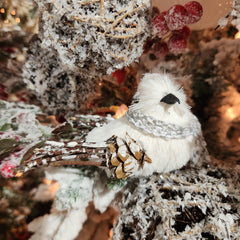 Oiseaux d'hiver avec pince blanc et gris 5"
