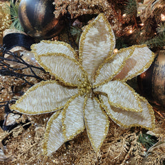 Tige de poinsettia or avec bordures brillantes 22"
