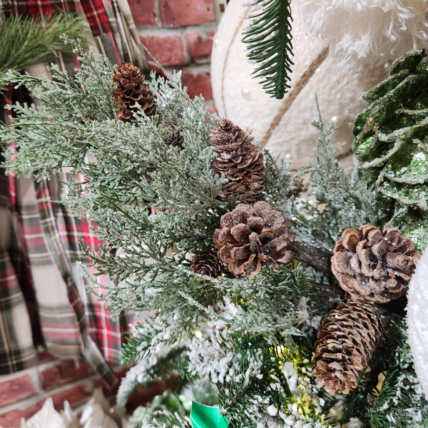 Cedar Rod with Green and Natural Pine Cones 27"