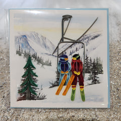 Carte Couple en ski