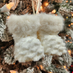 Botte en tricot avec fourrure blanche 4"
