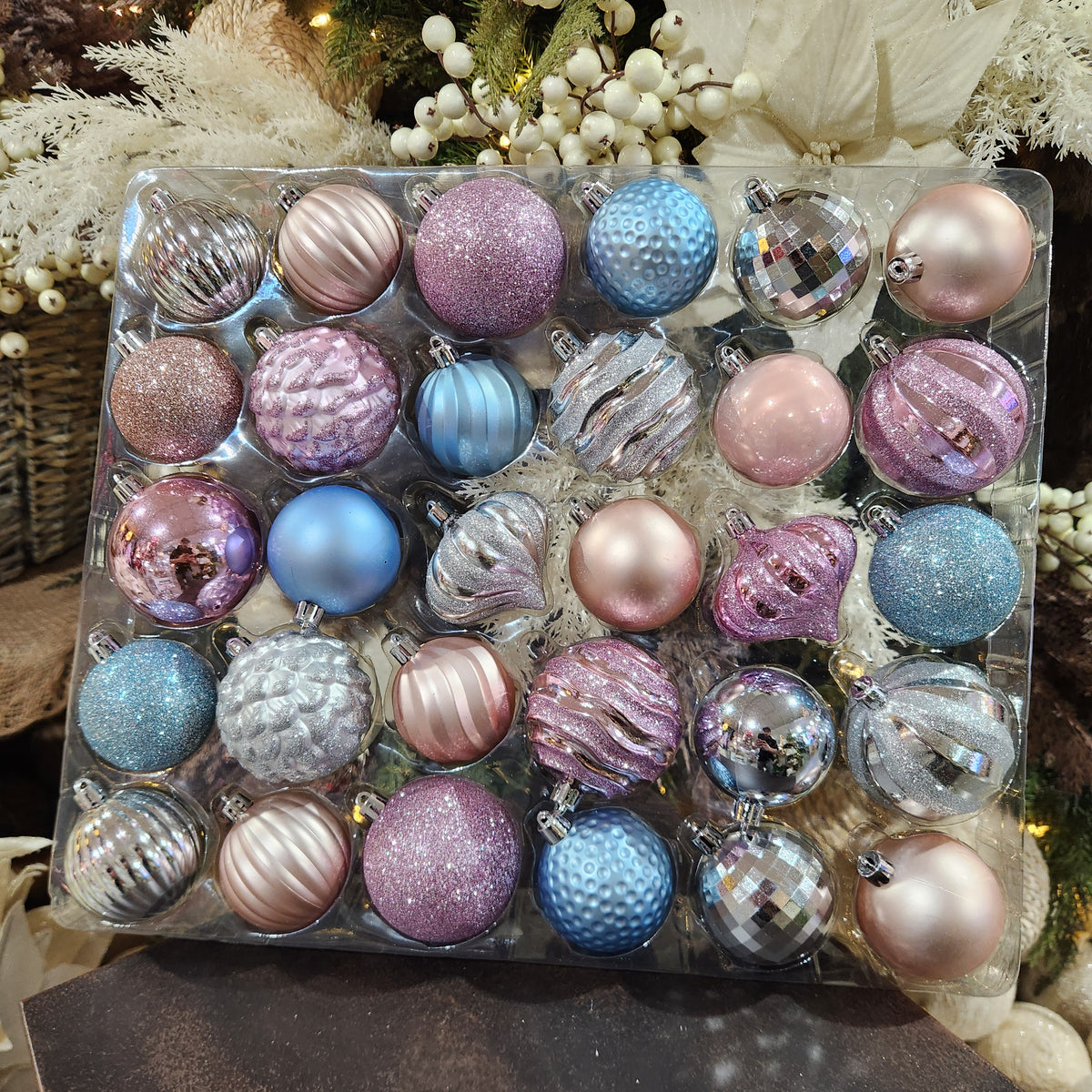 30 Pastel Pink and Blue Polystyrene Balls, 2.7"