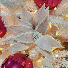 22" Pink Frosted Flower Stem
