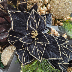 Tige de poinsettia noir en velours 22"