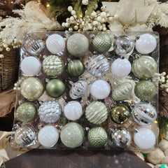 30 boules en polystyrène, mélange vert et blanc 2,7"