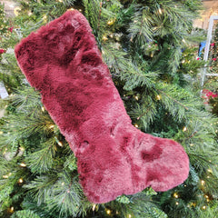 25" Wine Colored Fur Christmas Stocking