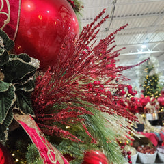 Red Frosted Long Needle Stem 32"