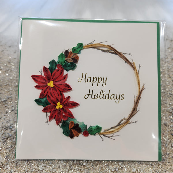 Carte Couronne de poinsettias