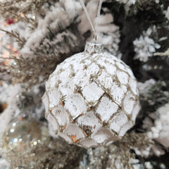 Boule en verre losange blanc lavé 4"