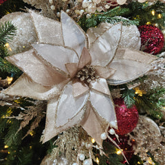 Champagne Satin Transparent Poinsettia Stem 22"