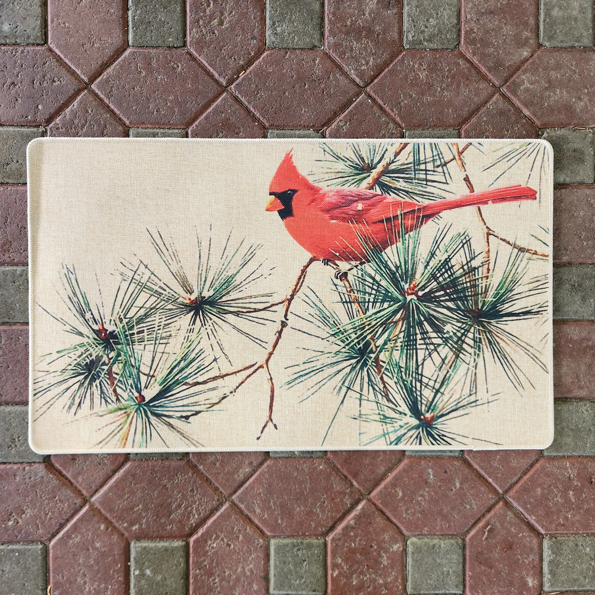 Cardinal on Branch Rug 1.5' x 2.5'