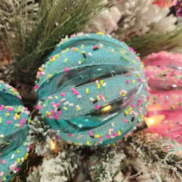 Boule citron bleu avec éclats colorés 4"