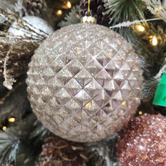 6.7" Shiny Pink and Gold Diamond Ball
