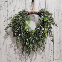20" White and Green Snowy Cedar Wreath