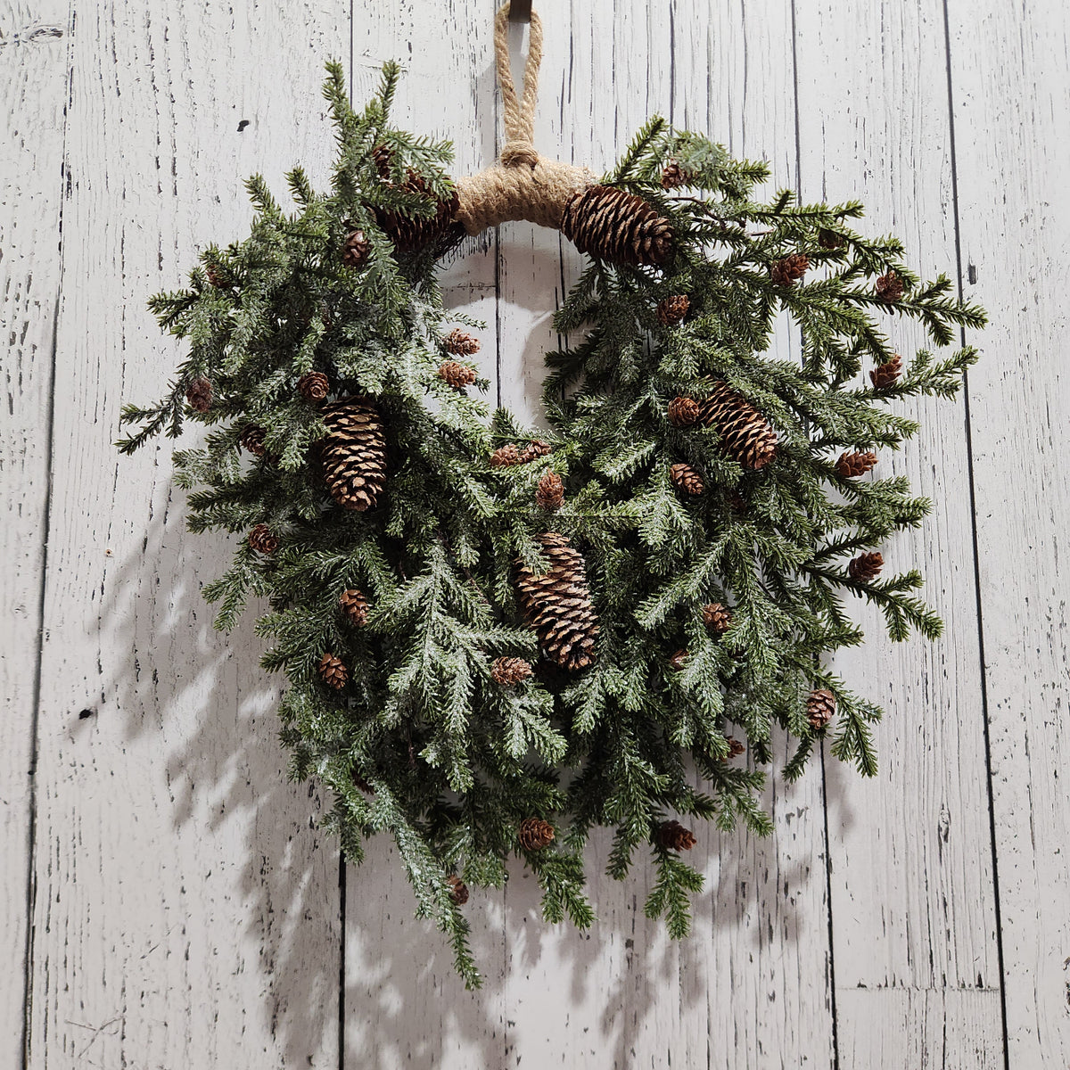 20" Green and Natural Balsam Wreath with Pine Cones