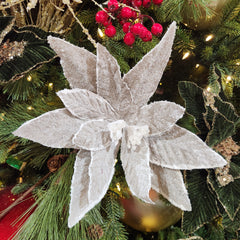 Tige de poinsettia beige enneigée 22"