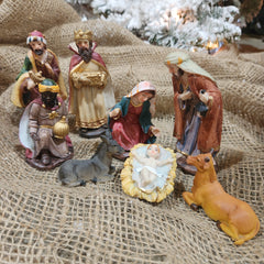 Golden Nativity Figurine Set, 8 Pieces 4.7"
