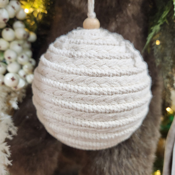 Boule tressée coton naturel 5"