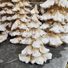 9" Golden Snow Resin Tree