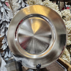 Silver plastic decorative plate 13"
