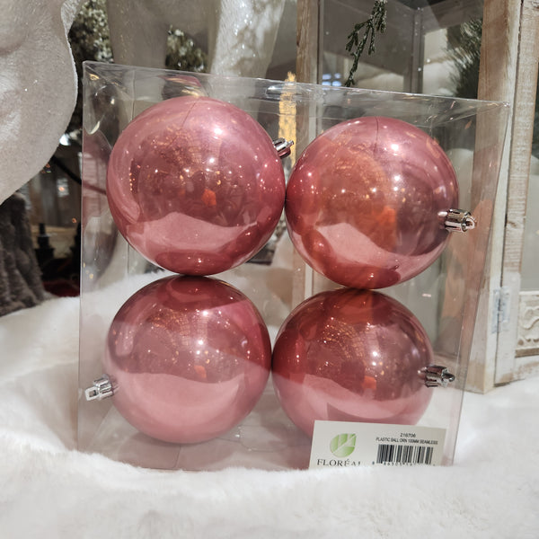 4 boules en plastique sans joint rose 4"