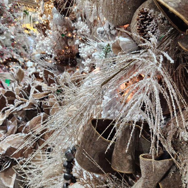 Pine Stem with Snowy Pine Cones 30"