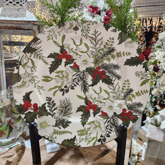 Poinsettia and Mistletoe Decorative Plate 13"