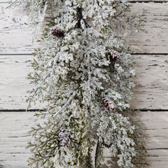 5' White and Green Snowy Cedar Garland