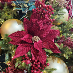 Tige de poinsettia géant en velours bourgogne 22"