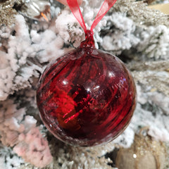 Boule en verre spirale rouge 4"