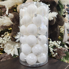 Boules incassables blanc hiver 2,5"