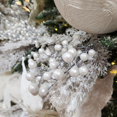 Silver Stem with White Berries 12"
