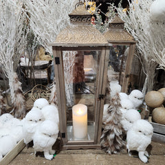 FSC wood lantern bronze 20 cm x 30 cm x 85 cm