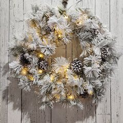 Couronne Winterfield enneigée 100 bouts et 50 lumières 30"