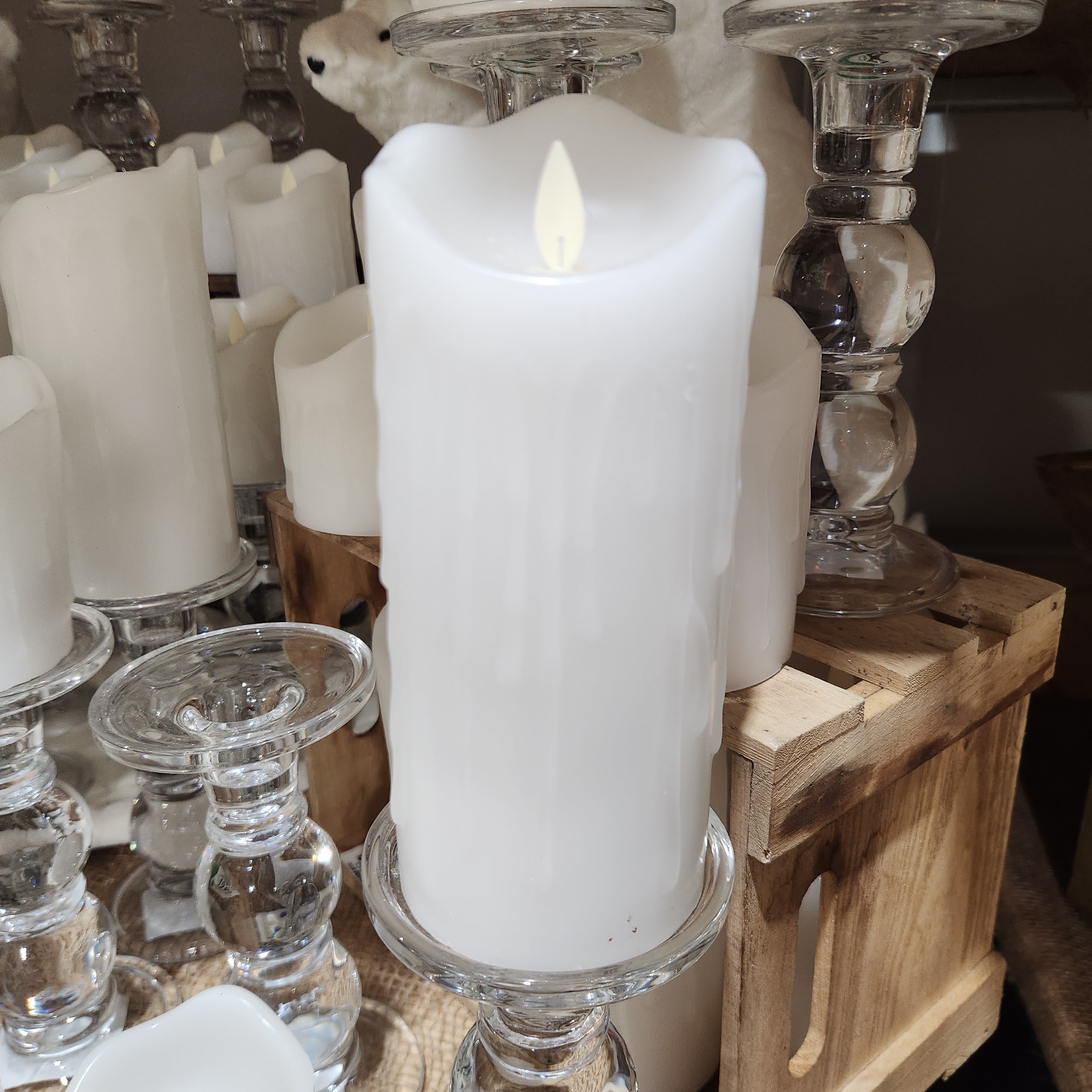 Chandelle LED blanc avec gouttes 3"x7"