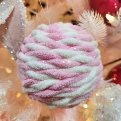 Boule tressée rose et blanc 4"