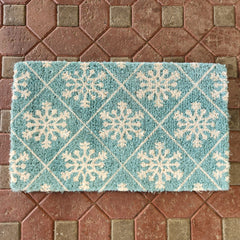 Rug with snowflake on blue background 18" x 30"