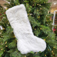 25" White Fur Christmas Stocking