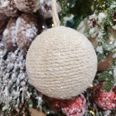 Boule en corde givrée brun naturel 4"
