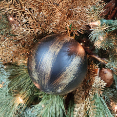 Boule naturel & grosses lignes vertes et or 120mm